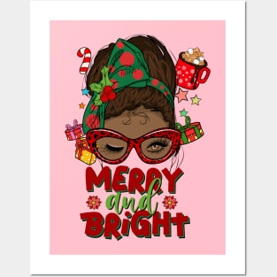 Merry and Bright, Black Girl Christmas Magic Posters and Art